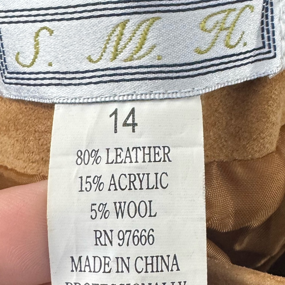 S.M.H Vintage Leather Suede Wool Pants Size 14 - Picture 4 of 4